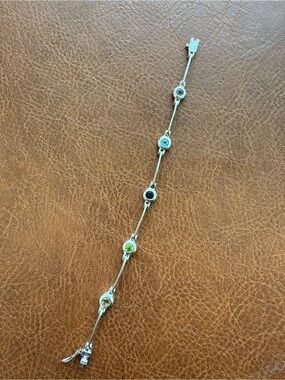 925 Sterling Silver Multi Gemstone Tennis Bracelet | Rainbow Stones | 7”